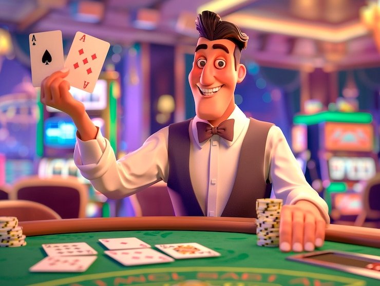 Meja roulette dengan bola dan pilihan taruhan